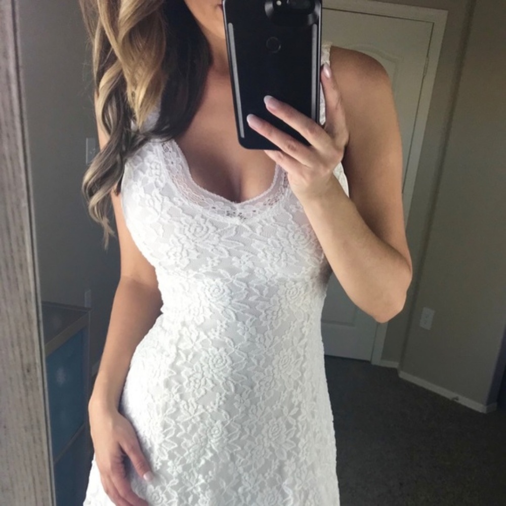 -Ivory Floral Lace Sundress- - Picture 4 of 5